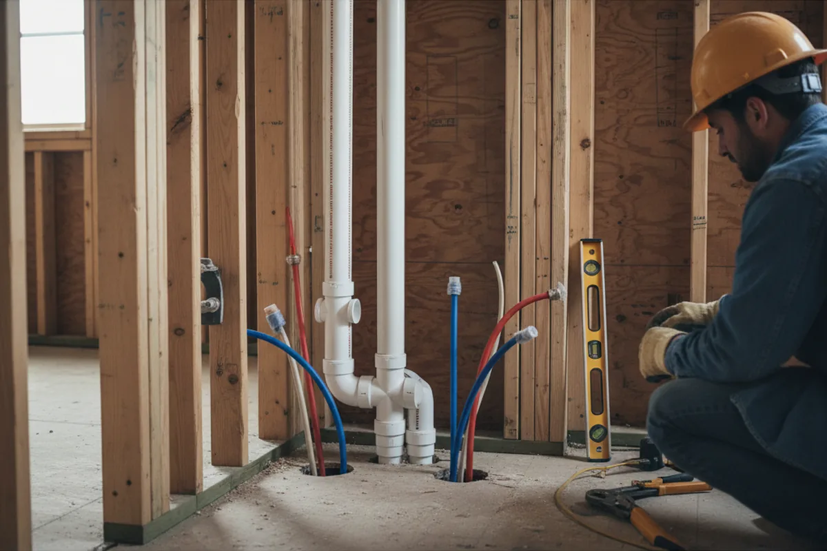 Drain and supply rough-in during Leak Detection in Vermilion