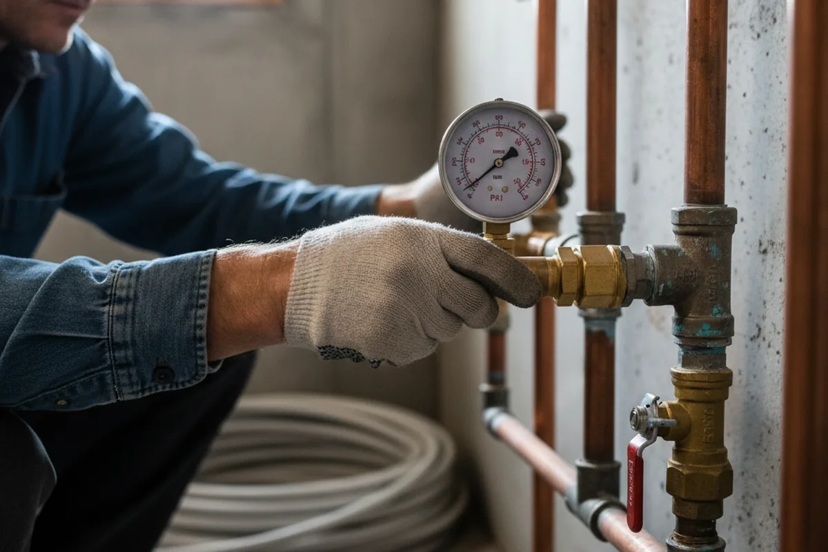 Pressure testing a repaired line during Water Line Repair in Vermilion
